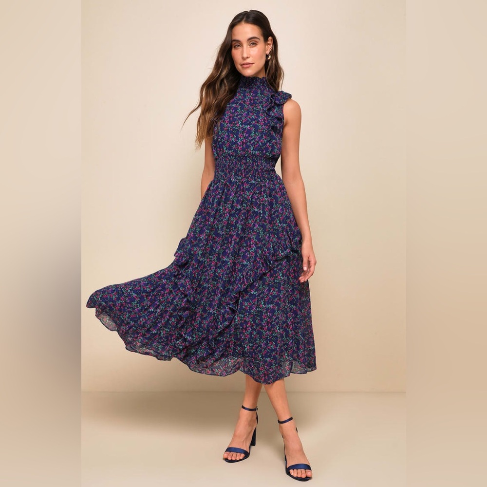 Lulu's Blue Ruffled Tiered Dress